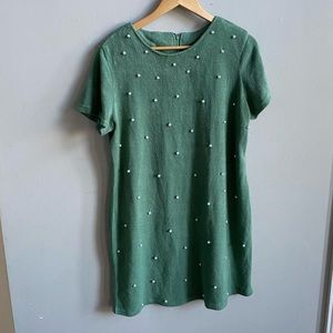 New Pearlescent Knit Green Sweater Dress